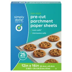 Simply Done Non-Stick Pre-Cut Parchment Paper Sheets, 25 ea