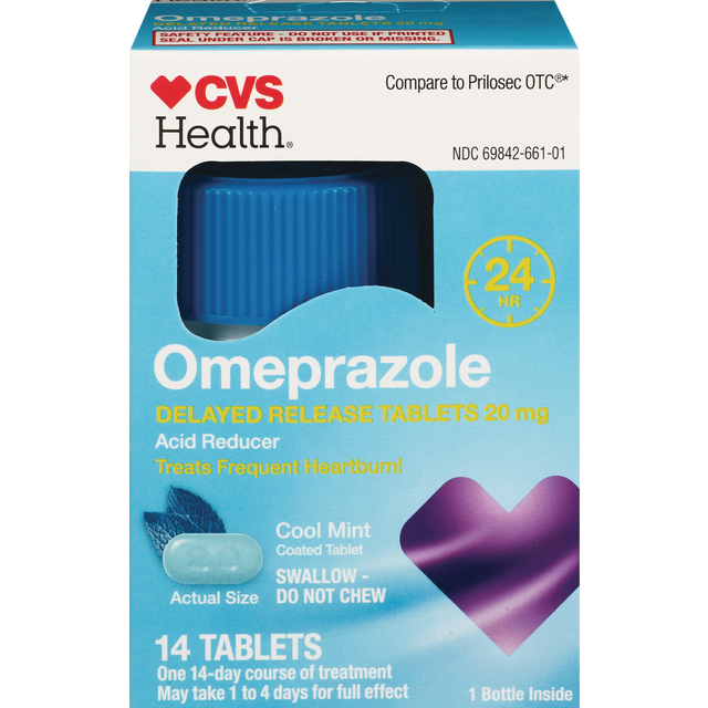 slide 1 of 1, CVS Health Omeprazole Cool Mint Tablets, 14 ct