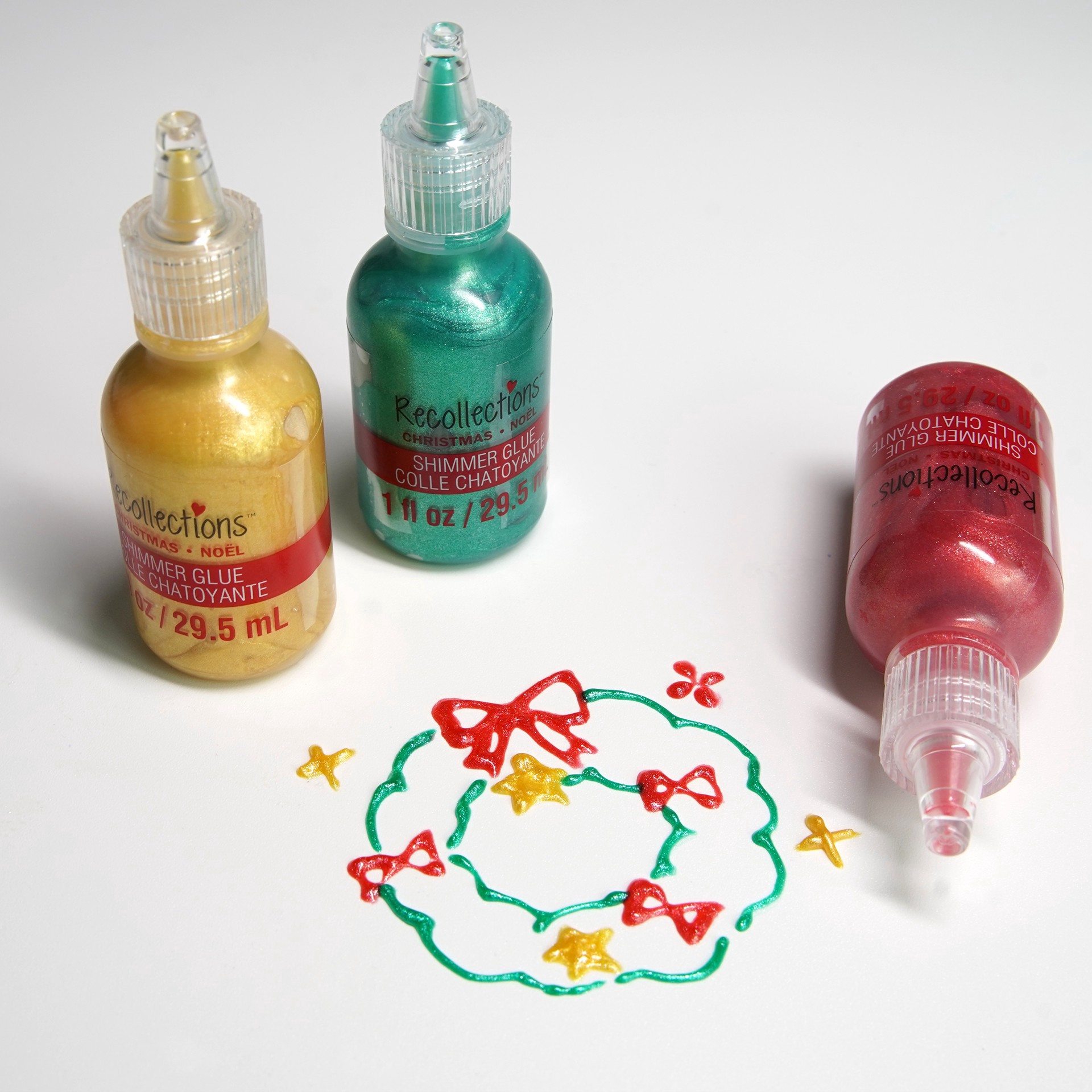 slide 4 of 6, Red, Green & Gold Shimmer Glue Set By Recollections, 1 fl oz