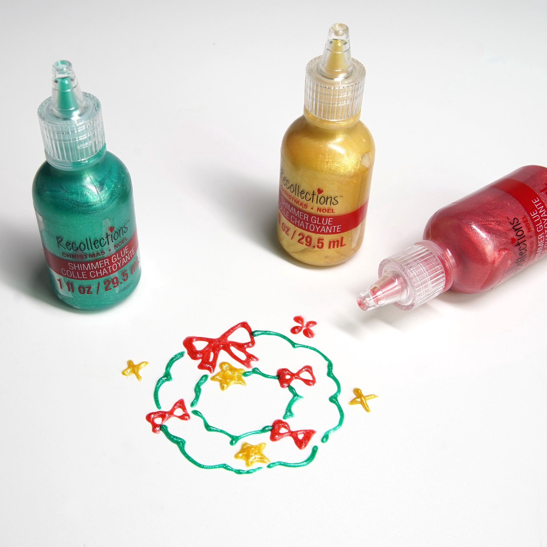 slide 2 of 6, Red, Green & Gold Shimmer Glue Set By Recollections, 1 fl oz