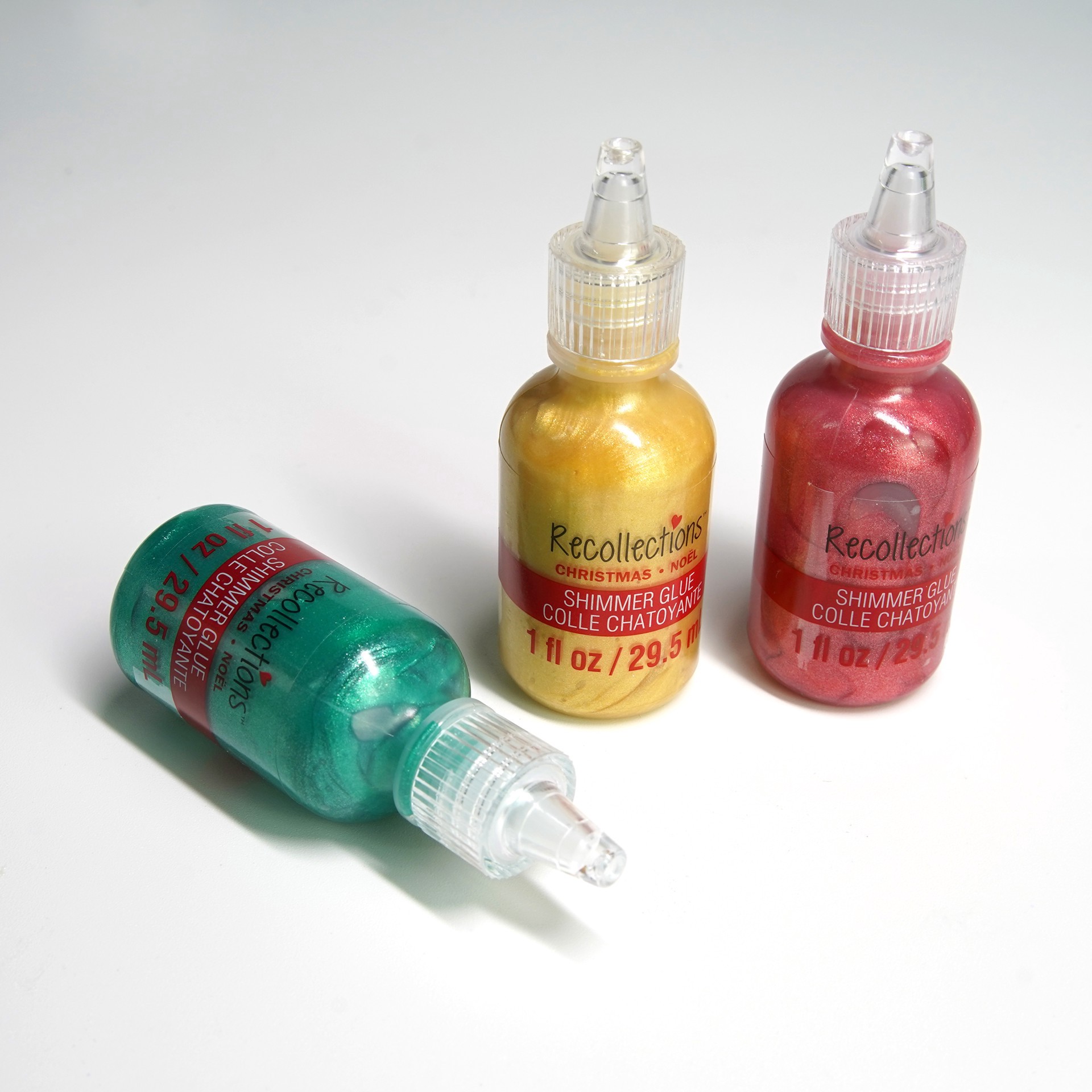 slide 3 of 6, Red, Green & Gold Shimmer Glue Set By Recollections, 1 fl oz