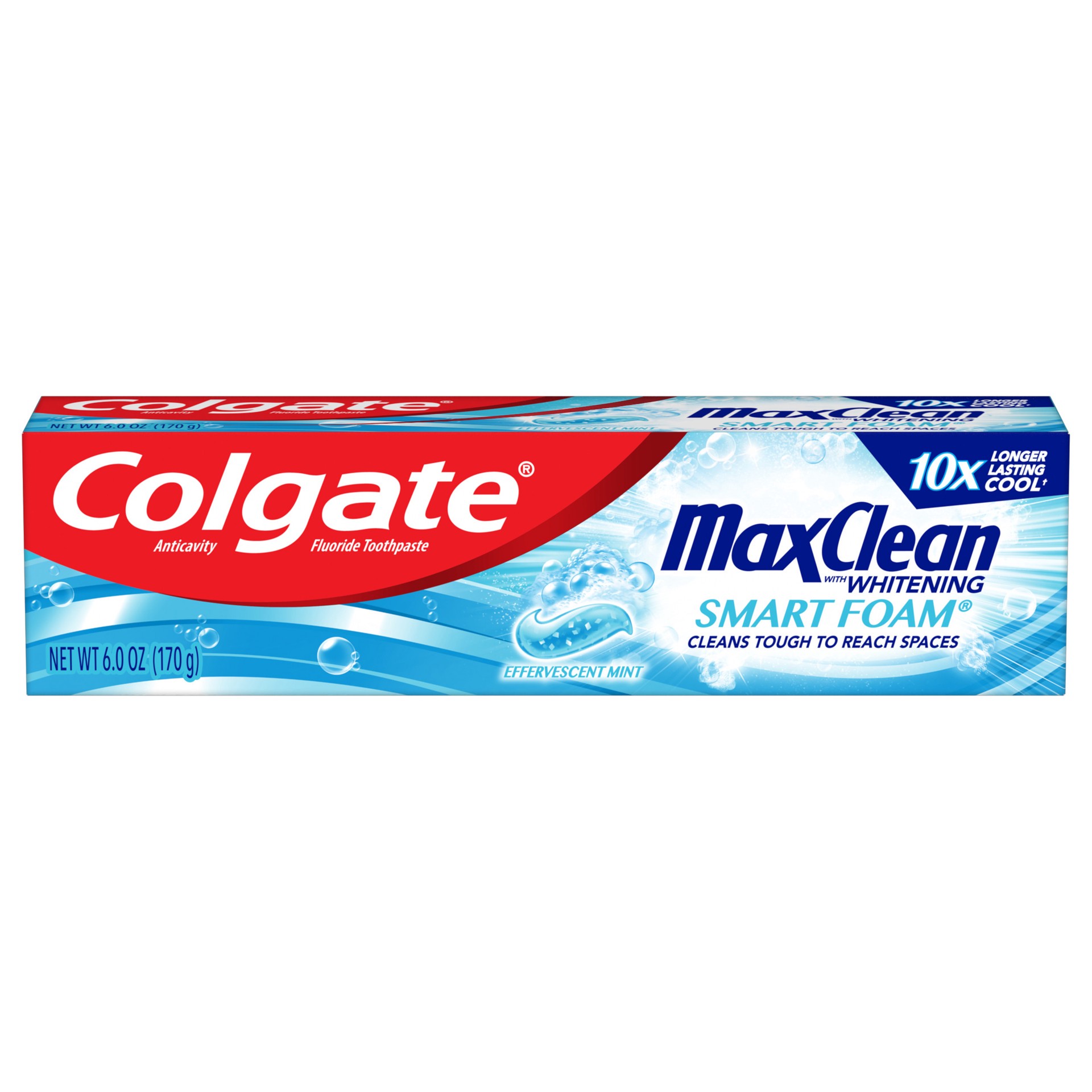 slide 1 of 10, Colgate Max Clean with Whitening Foaming Toothpaste, Effervescent Mint - 6 ounce, 6 oz
