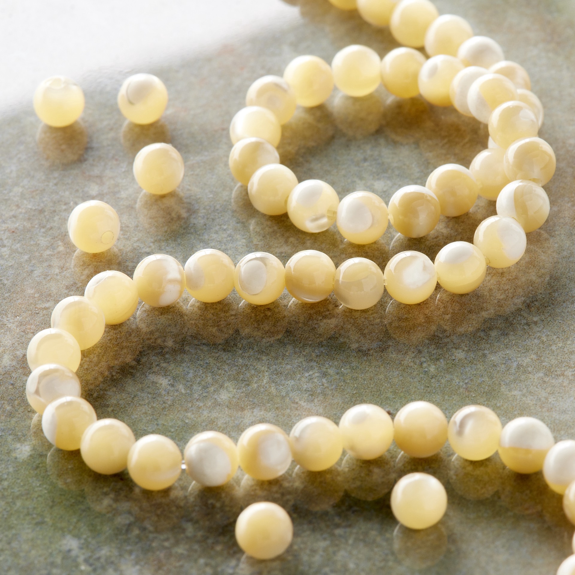 slide 2 of 3, Natural Amber Mother Of Pearl Beads, 4mm By Bead Landing, 4 mm