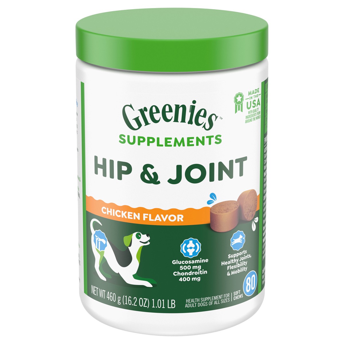 slide 4 of 4, Greenies All Sizes Adult Hip & Joint Chicken Flavor Supplements 80 Soft Chews, 80 ct