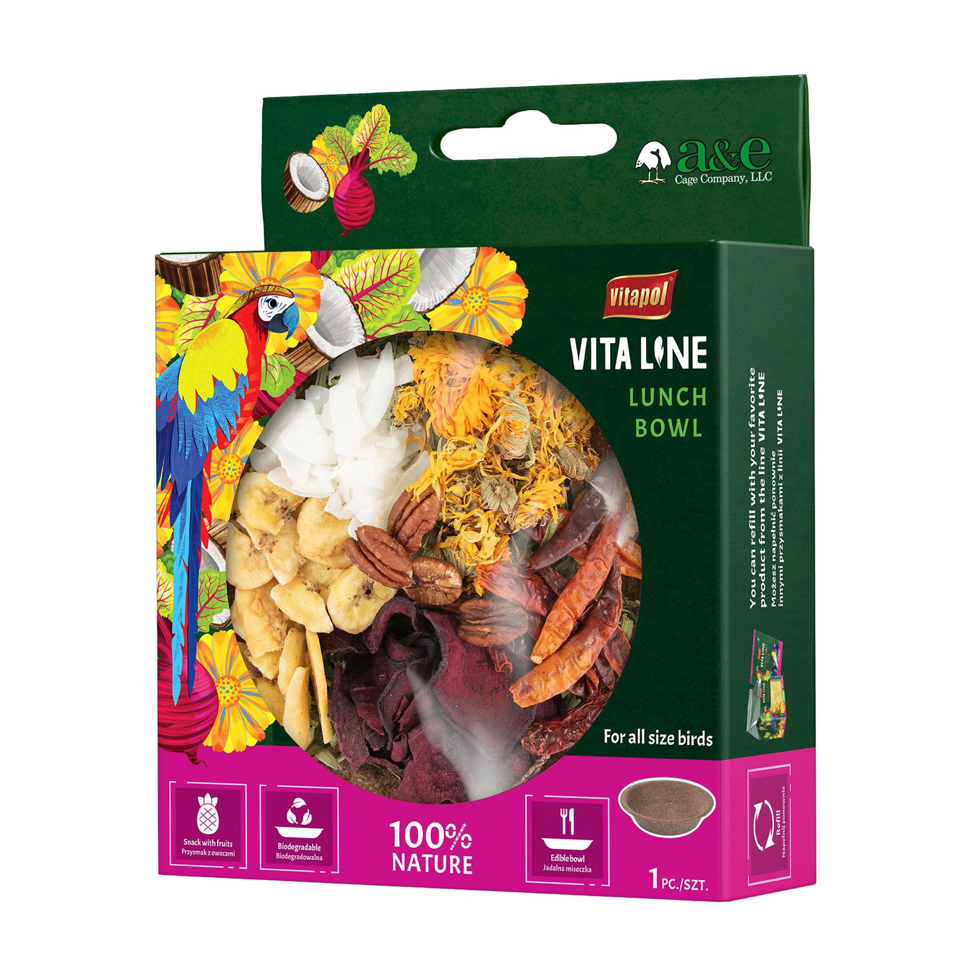 slide 1 of 1, A&E Cage Company Coconut Bird Salad Bowl, 1 ct