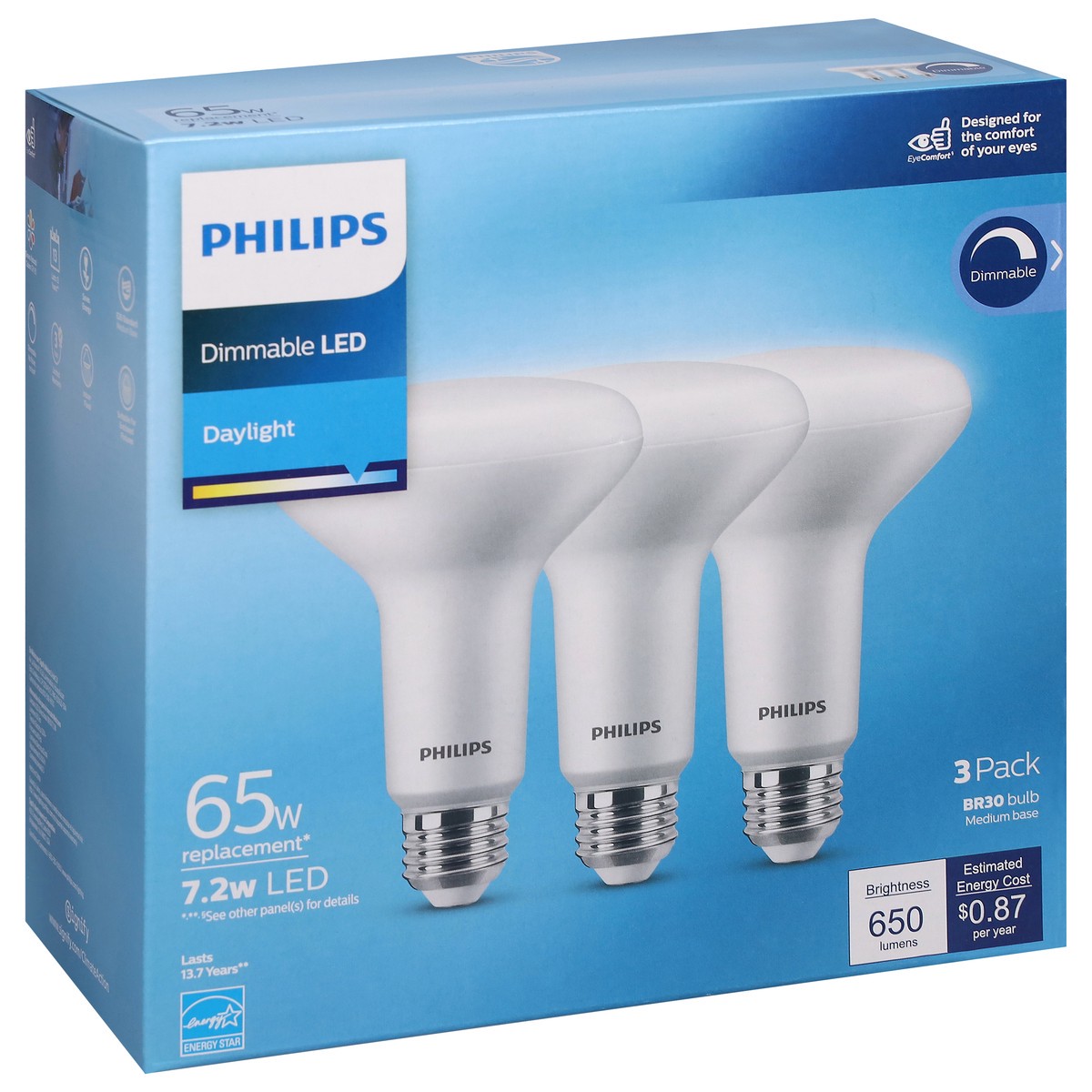slide 2 of 9, Philips 7.2 Watts Dimmable Daylight LED Light Bulbs 3 ea, 3 ct