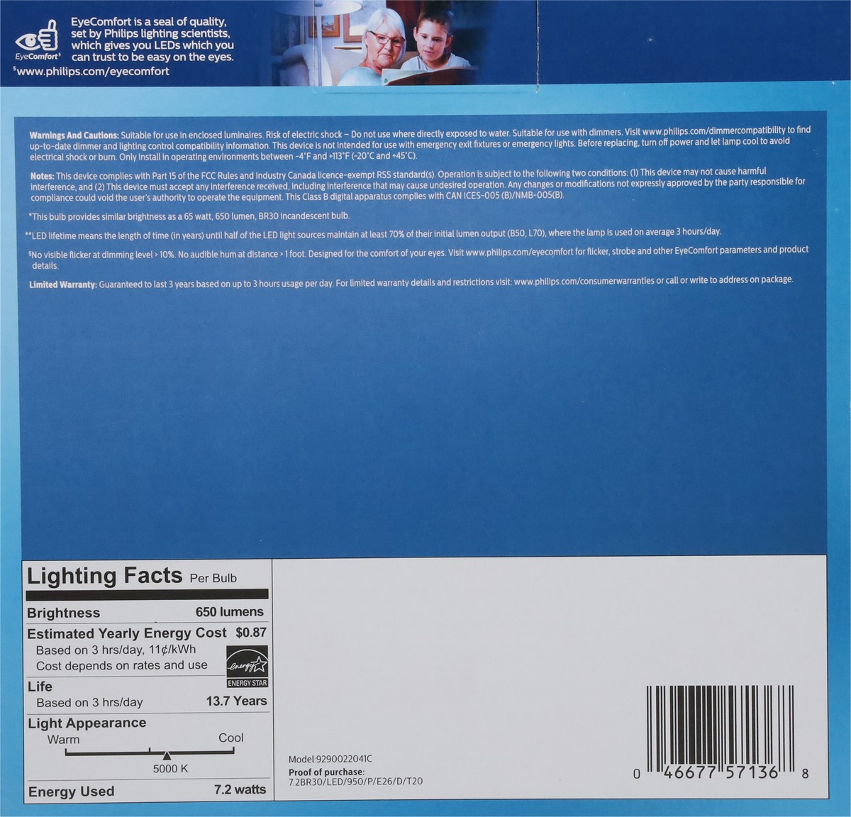 slide 6 of 9, Philips 7.2 Watts Dimmable Daylight LED Light Bulbs 3 ea, 3 ct