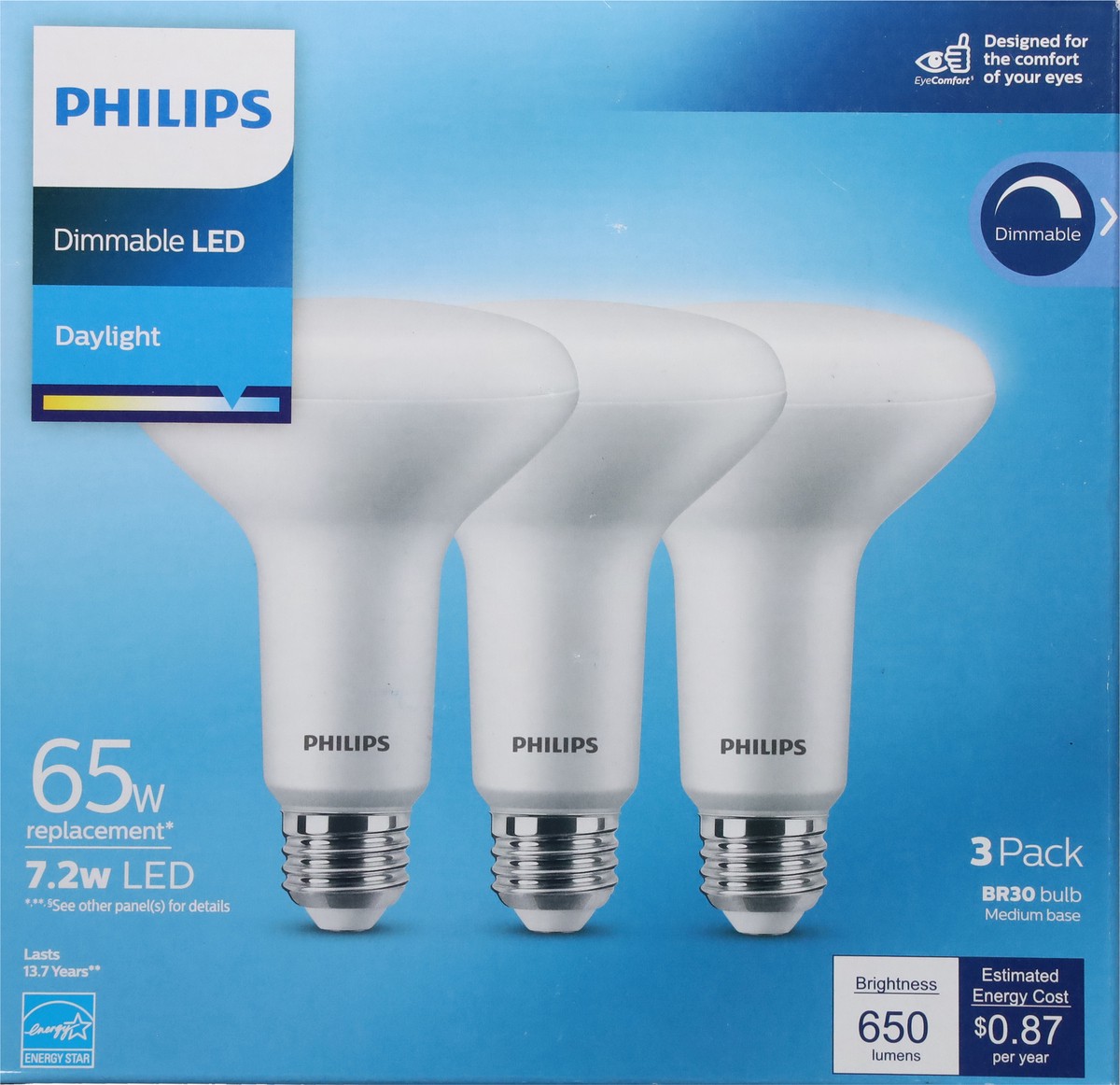 slide 4 of 9, Philips 7.2 Watts Dimmable Daylight LED Light Bulbs 3 ea, 3 ct