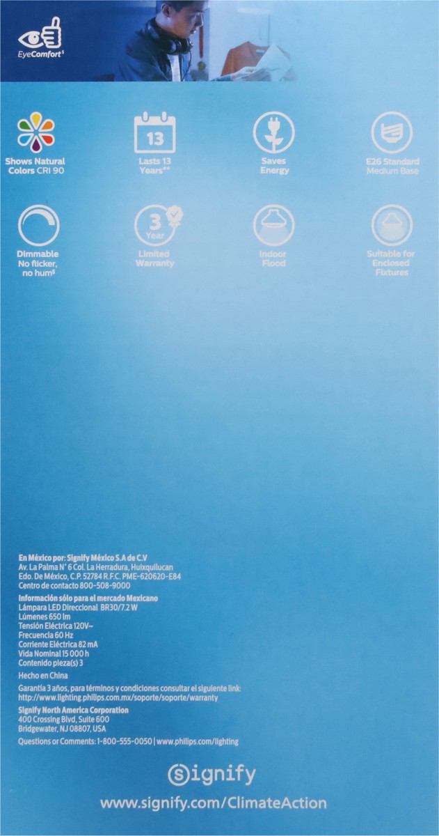 slide 5 of 9, Philips 7.2 Watts Dimmable Daylight LED Light Bulbs 3 ea, 3 ct