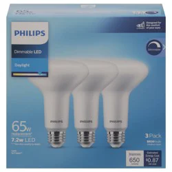 Philips 7.2 Watts Dimmable Daylight LED Light Bulbs 3 ea