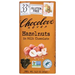 Chocolove Hazelnuts In Milk Chocolate Bar - 3.2 oz