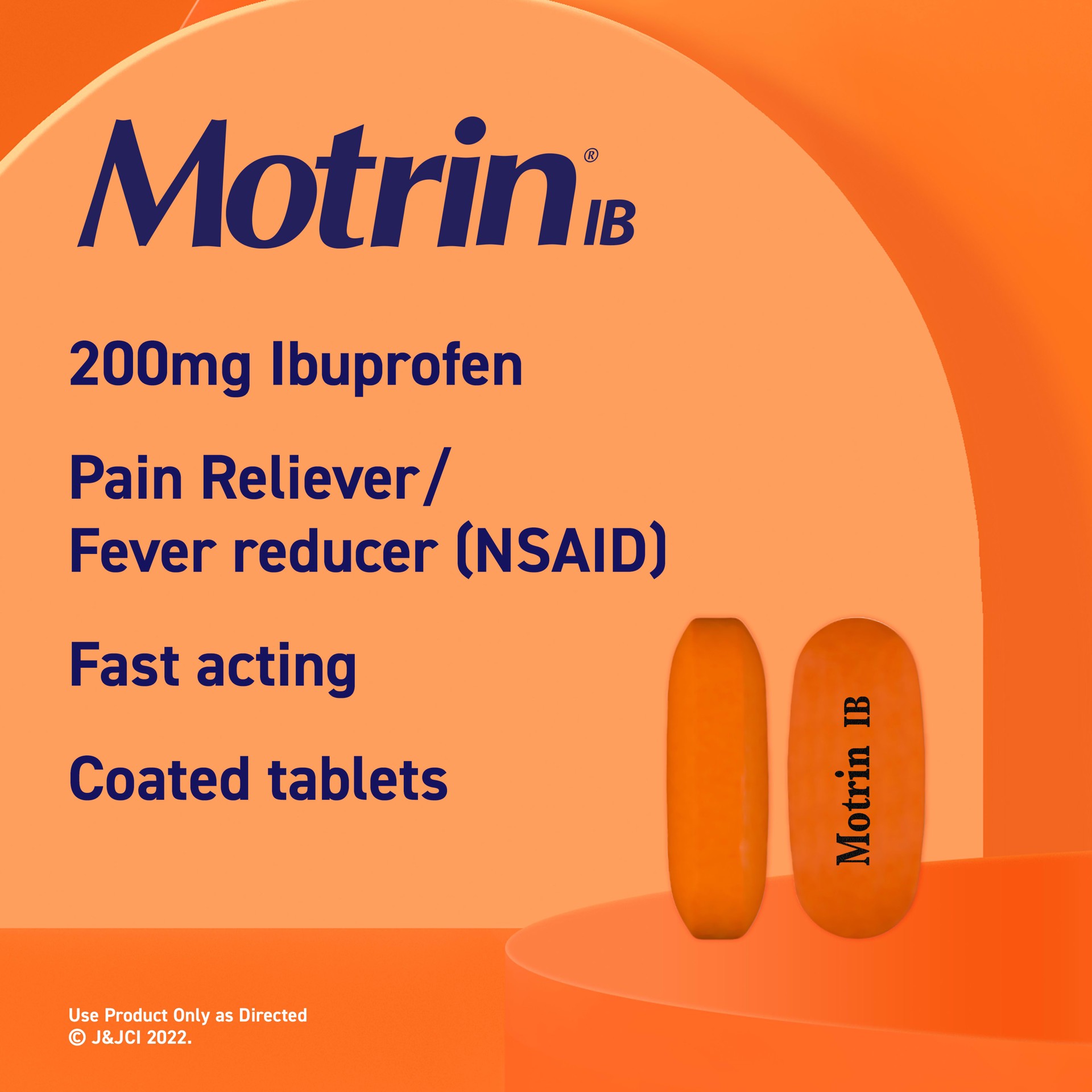 slide 7 of 9, Motrin IB, Ibuprofen 200mg Tablets, NSAID Pain & Fever Reliever for Headache, Backache, Muscular Aches, Menstrual Pain & Minor Arthritis Pain, Over-The-Counter Pain Relief Medicine, 225 ct, 225 ct