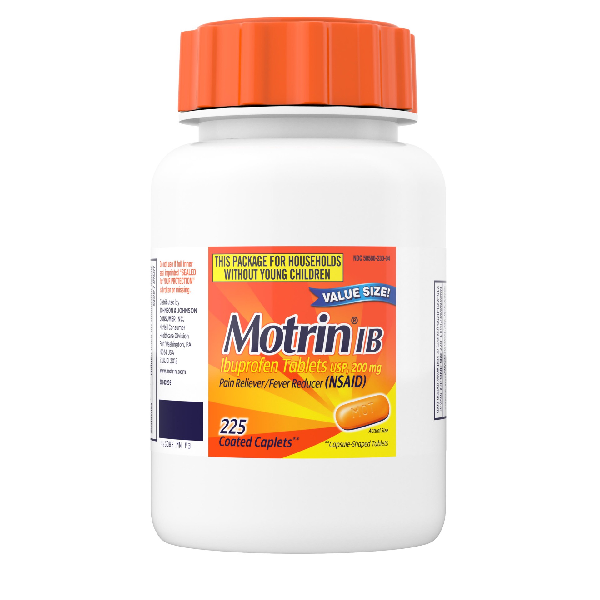 slide 2 of 9, Motrin IB, Ibuprofen 200mg Tablets, NSAID Pain & Fever Reliever for Headache, Backache, Muscular Aches, Menstrual Pain & Minor Arthritis Pain, Over-The-Counter Pain Relief Medicine, 225 ct, 225 ct