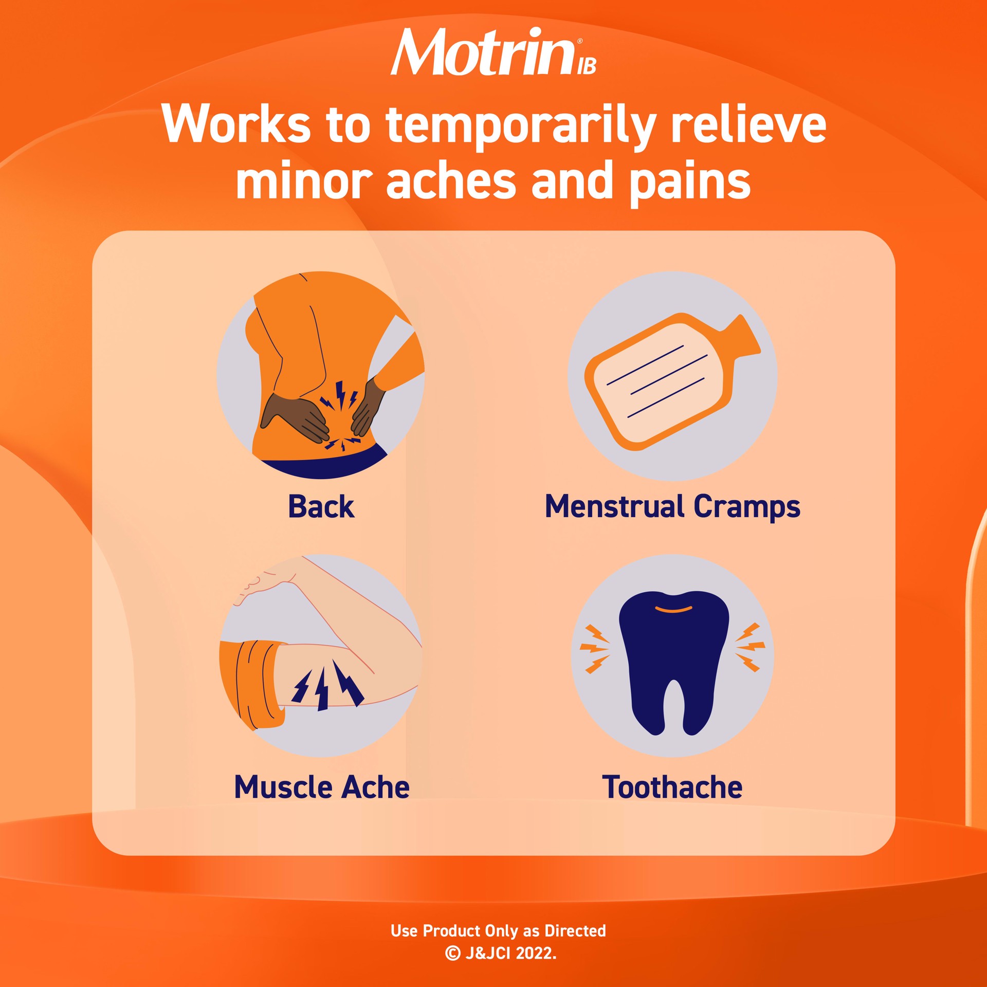 slide 4 of 9, Motrin IB, Ibuprofen 200mg Tablets, NSAID Pain & Fever Reliever for Headache, Backache, Muscular Aches, Menstrual Pain & Minor Arthritis Pain, Over-The-Counter Pain Relief Medicine, 225 ct, 225 ct