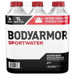 BODYARMOR Sportwater Bottles, 1 Liter, 6 Pack