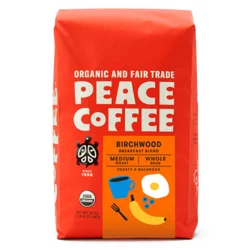 Peace Coffee Organic Whole Bean Birchwood Breakfast Blend - 20 oz