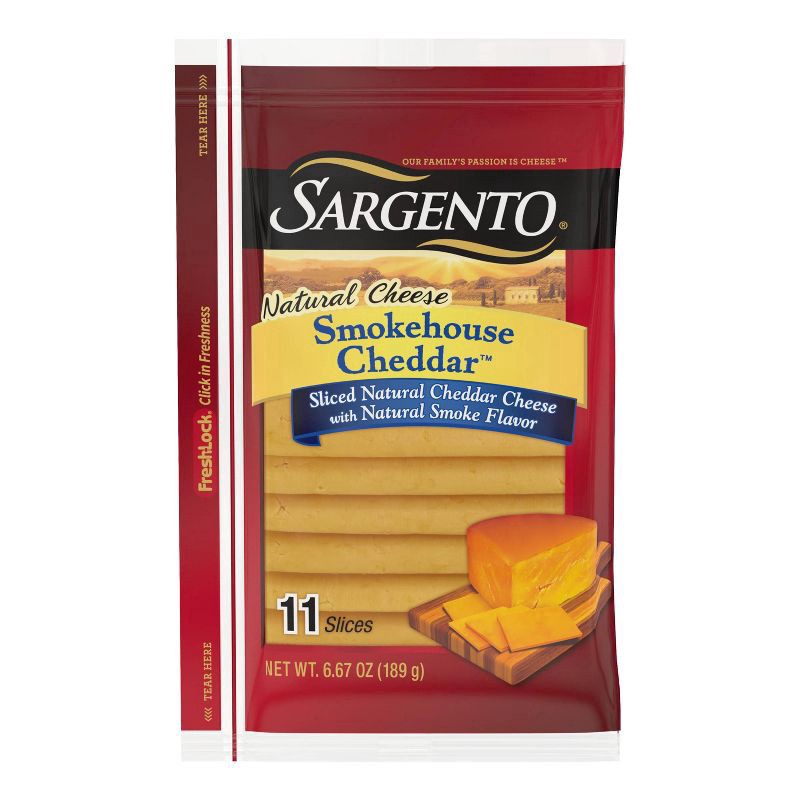 slide 1 of 8, Sargento Natural Smokehouse Cheddar Sliced Cheese - 6.67oz/11 slices, 6.67 oz