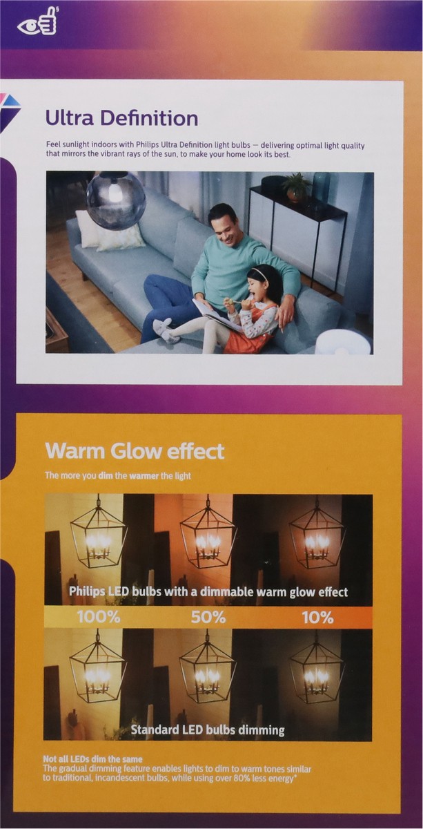 slide 7 of 12, Philips 65 Watts 7.5W Soft White Warm Glow Effect Dimmable LED Light Bulbs 3 ea, 3 ct