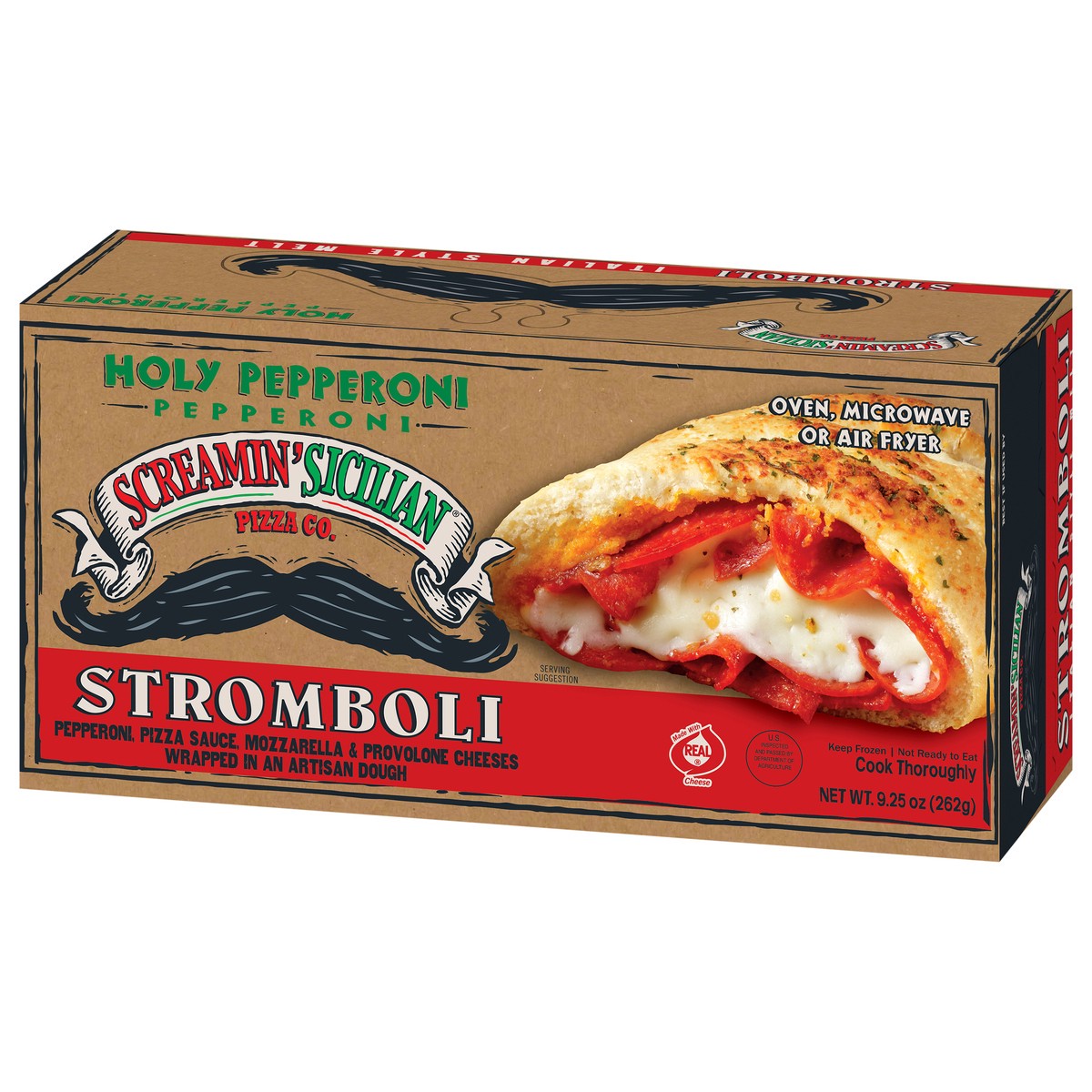 slide 3 of 9, Screamin' Sicilian Single Serve Stromboli Holy Pepperoni, 9.25 oz