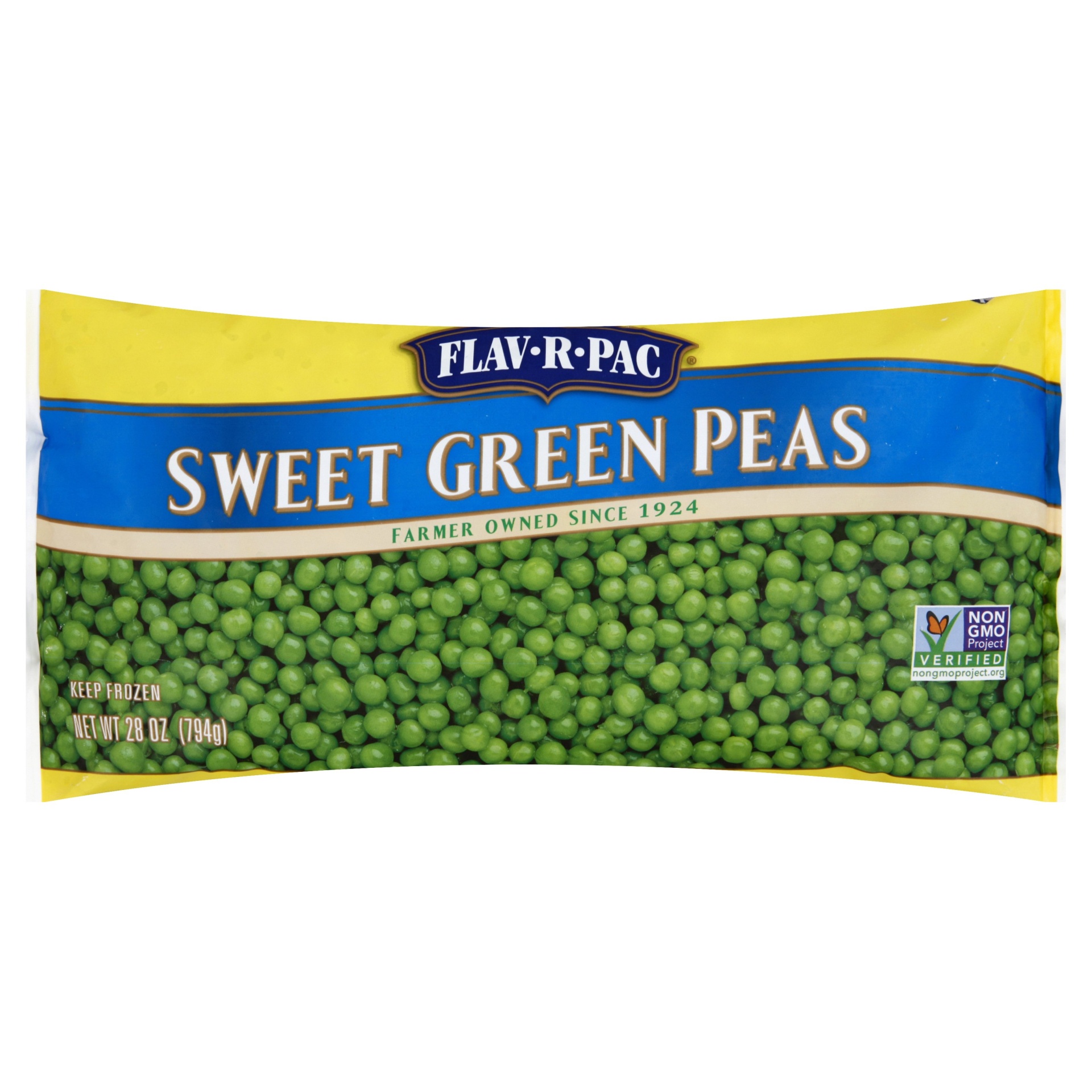 slide 1 of 6, Flav-R-Pac Green Peas 28 oz, 28 oz