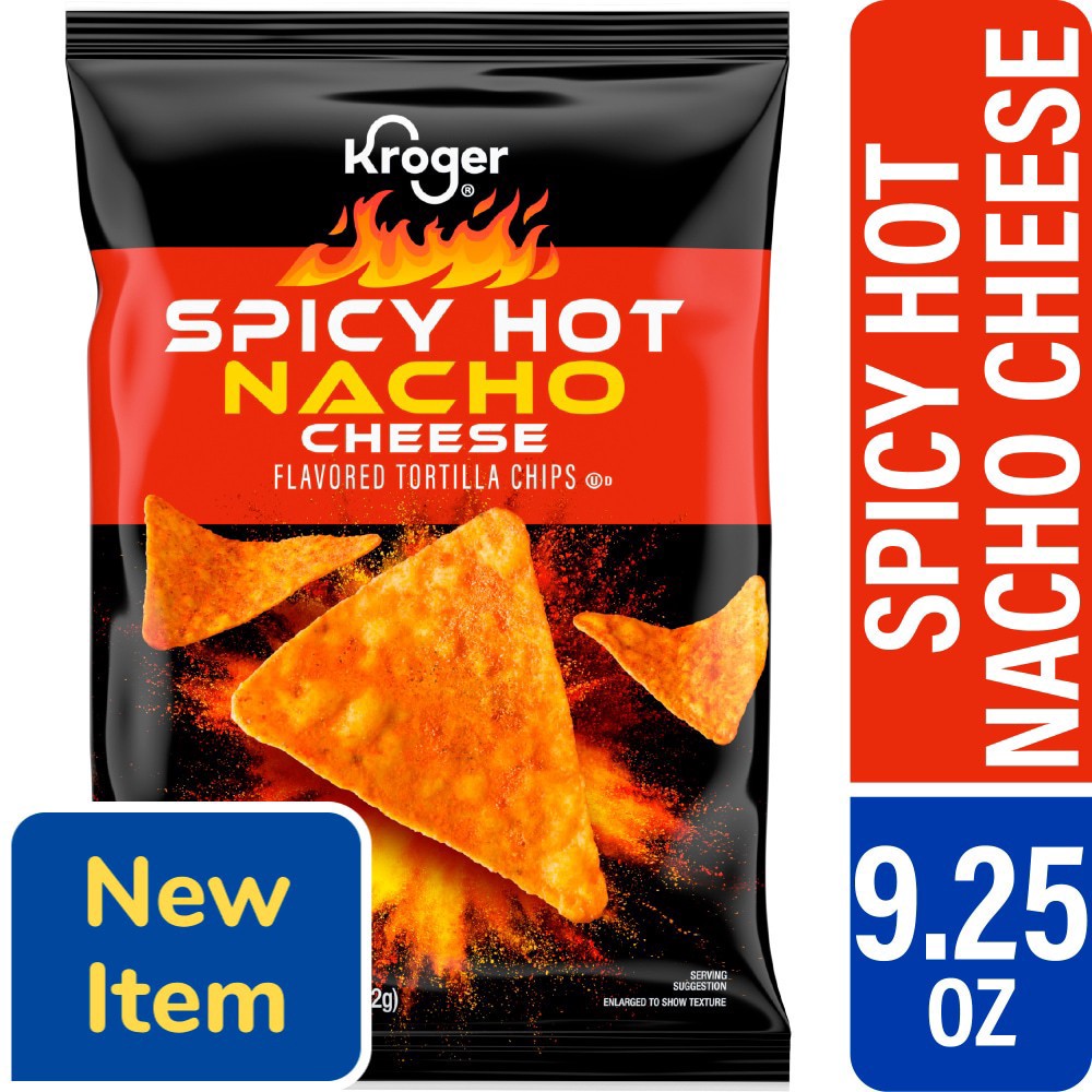 slide 1 of 1, Kroger® Spicy Nacho Tortilla Chips, 9.25 oz, 9.25 oz