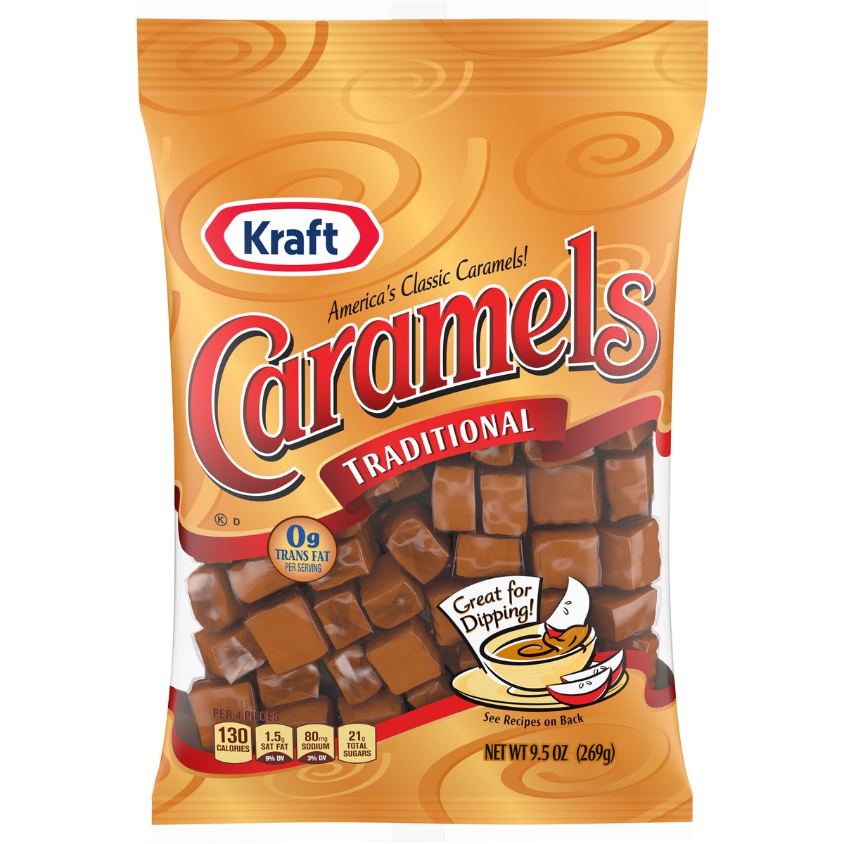 slide 1 of 13, Kraft America's Classic Individually Wrapped Candy Caramels, 9.5 oz Bag, 9.5 oz