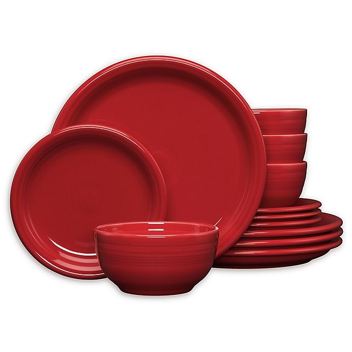 slide 1 of 3, Fiesta Bistro Dinnerware Set - Scarlet, 12 ct