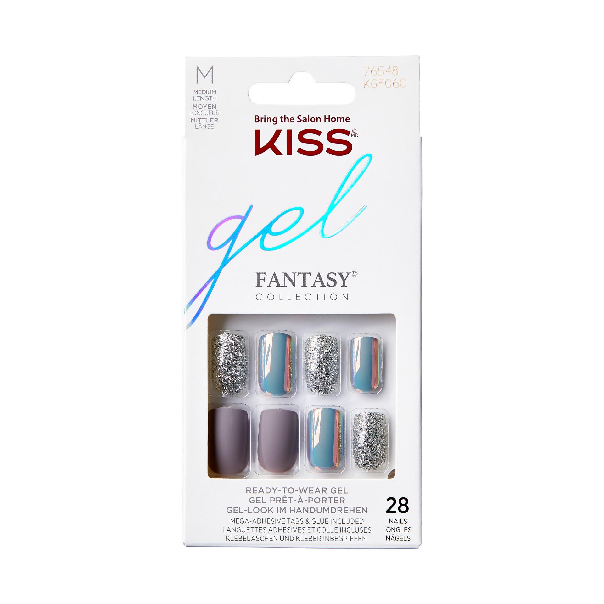 slide 1 of 5, Kiss KS Glam Fantasy Nails 3D- WAKE UP CALL, 28 ct