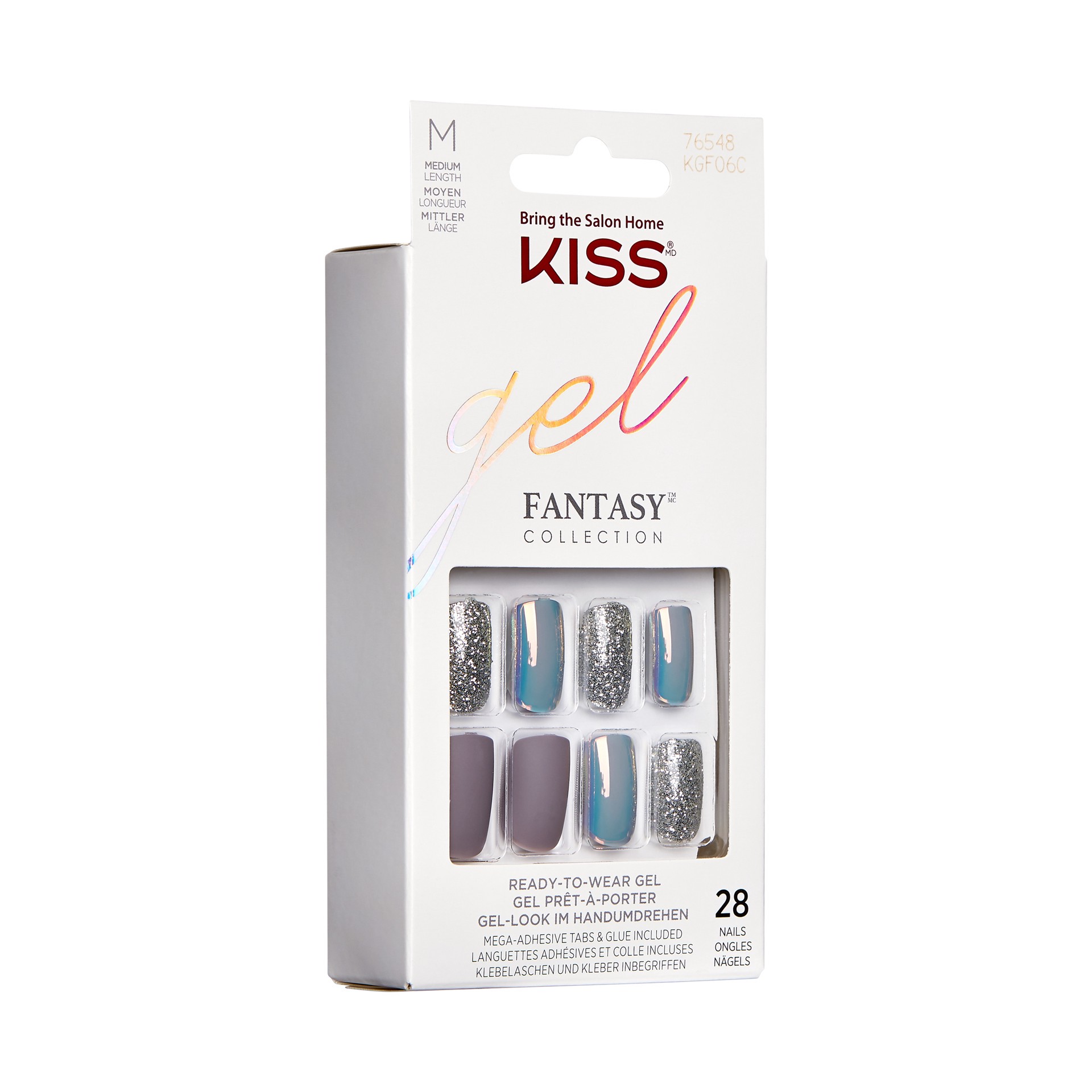 slide 4 of 5, Kiss KS Glam Fantasy Nails 3D- WAKE UP CALL, 28 ct