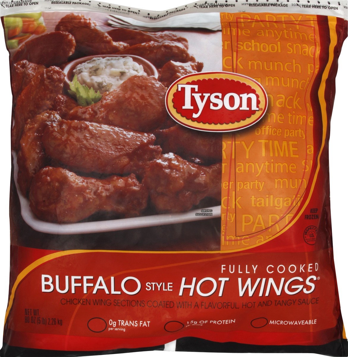 slide 1 of 5, Tyson Hot Wings 80 oz, 80 oz