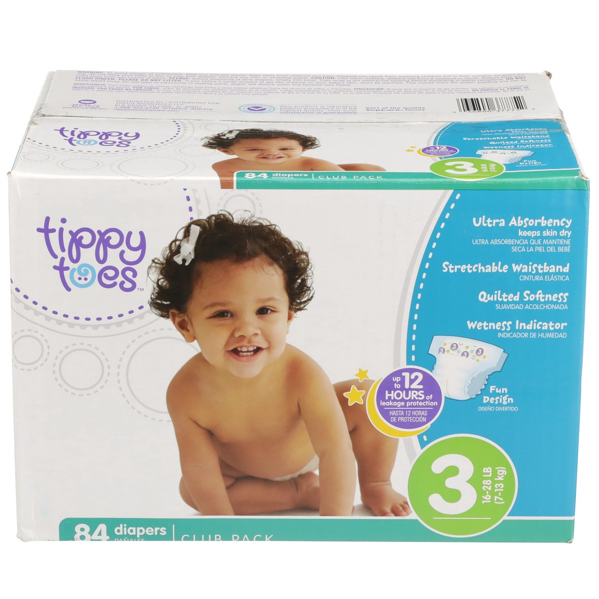 slide 1 of 8, Tippy Toes Diapers, Size 3 (16-28 lb), Fun Design, Club Pack, 84 ct