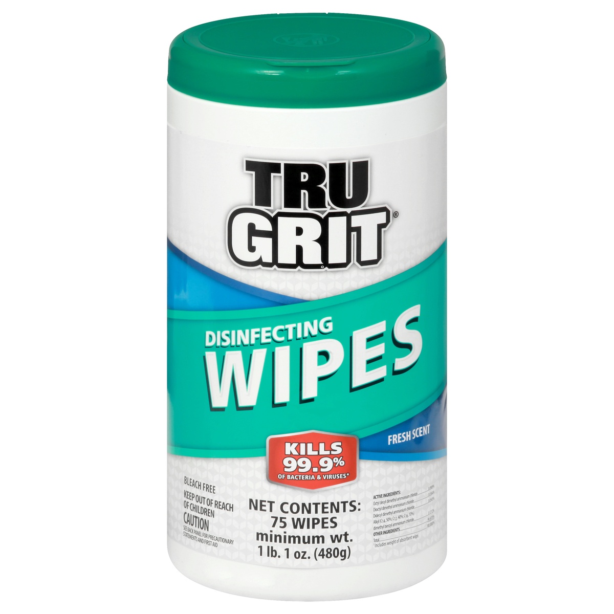 slide 1 of 1, Tru Grit Fresh Scent Disinfecting Wipes Value Pack, 75 ct