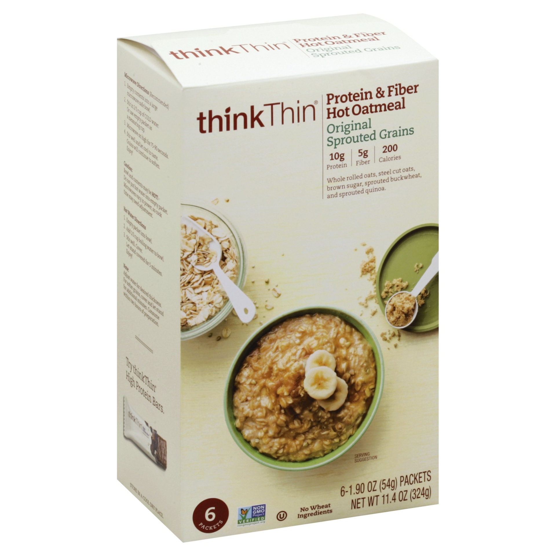 slide 1 of 4, thinkThin Oatmeal 6 ea, 6 ct