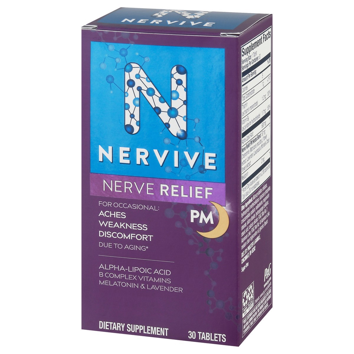 slide 7 of 9, Nervive Nerve Relief PM, with Alpha Lipoic Acid, to help Reduce Nerve Aches, Weakness, & Discomfort in Fingers, Hands, Toes & Feet*† PLUS Sleep, Vitamins B1&B6, Melatonin, Chamomile, Lavender, 30 Tablets, 30 ct