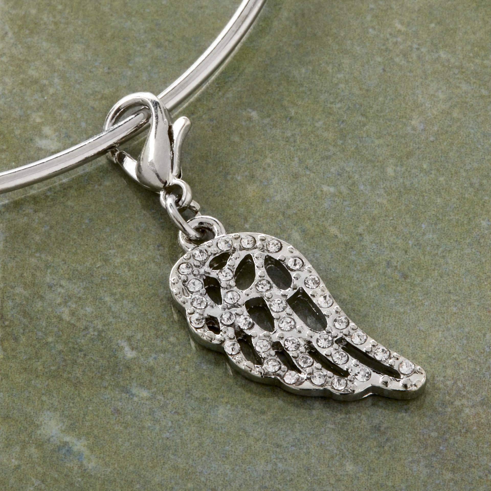 slide 2 of 3, Charmalong Stone Pave Rhodium Wing Charm By Bead Landing, 1.5 in x 0.5 in x 0.25 in