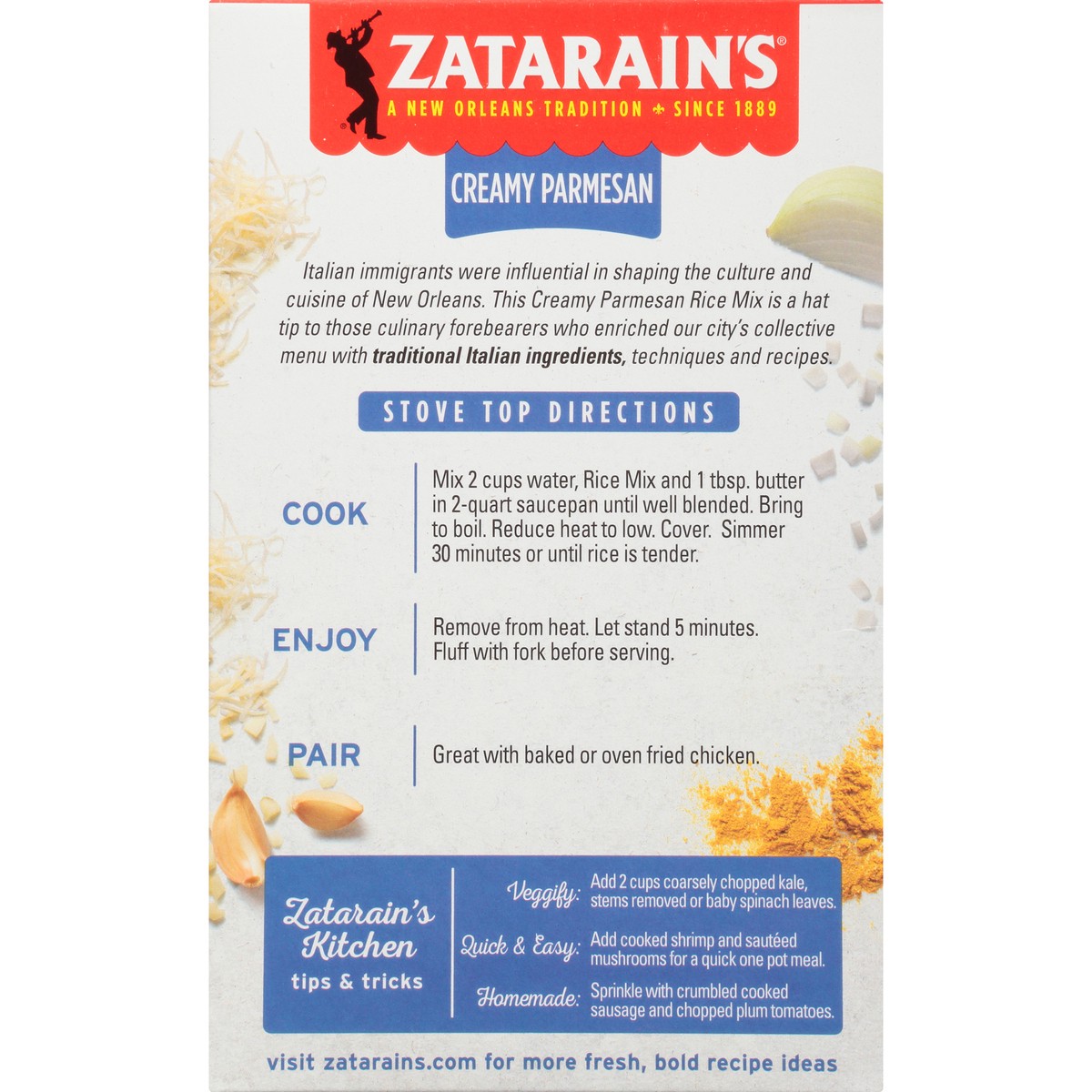 slide 3 of 14, Zatarain's Creamy Parmesan Rice 5.7 oz. Box, 5.7 oz