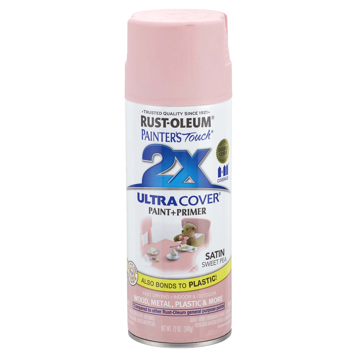 slide 1 of 27, Rust-Oleum Painters Touch 2X Ultra Cover Spray Paint - 249063, Satin Sweet Pea, 12 oz