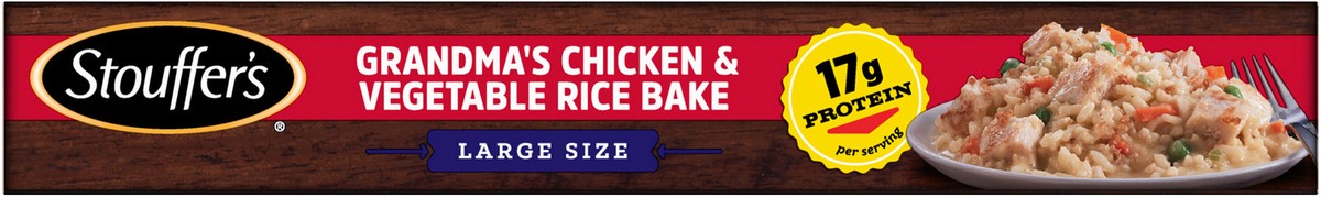 slide 4 of 9, Stouffer's Large Size Grandma's Chicken & Vegetable Rice Bake Frozen Meal, 17 oz