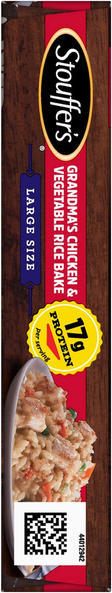 slide 7 of 9, Stouffer's Large Size Grandma's Chicken & Vegetable Rice Bake Frozen Meal, 17 oz