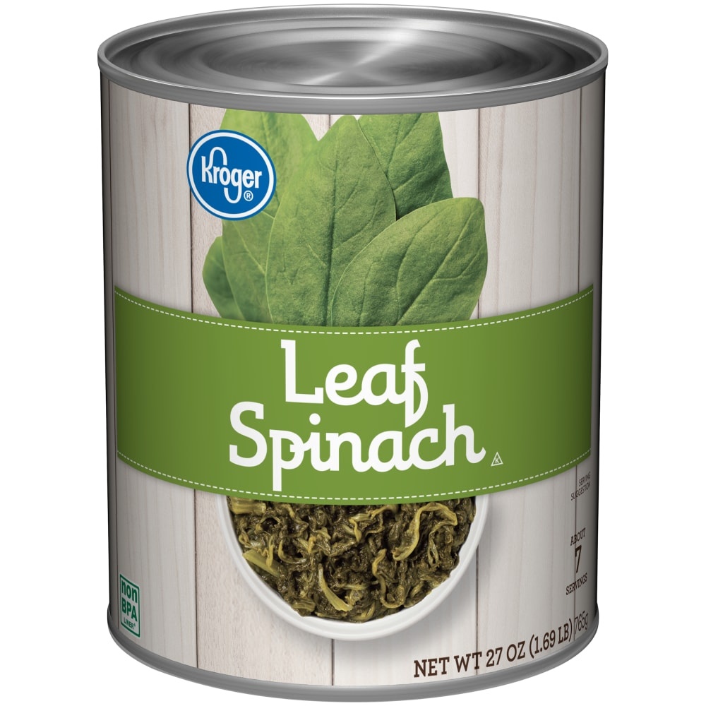 slide 1 of 1, Kroger Leaf Spinach, 27 oz