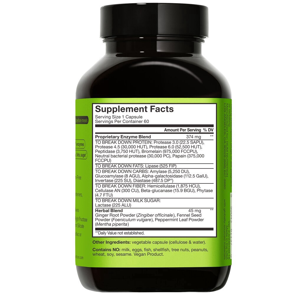 slide 2 of 2, Hum® Nutrition Flatter Me® Extra Strength Digestive Health Supplement, 60 ct