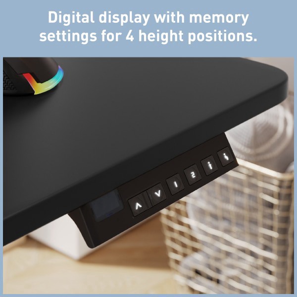 slide 4 of 9, Realspace® 48""W Essential Electric Height Adjustable Standing Desk, Black, 1 ct