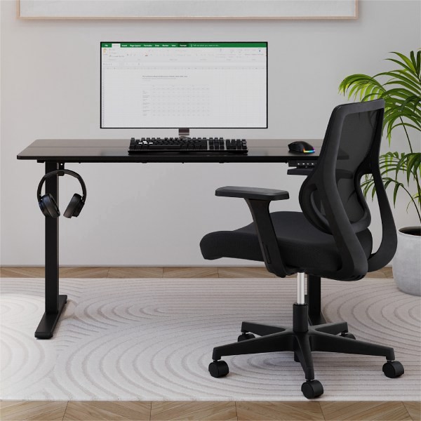 slide 8 of 9, Realspace® 48""W Essential Electric Height Adjustable Standing Desk, Black, 1 ct