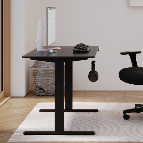 slide 3 of 9, Realspace® 48""W Essential Electric Height Adjustable Standing Desk, Black, 1 ct