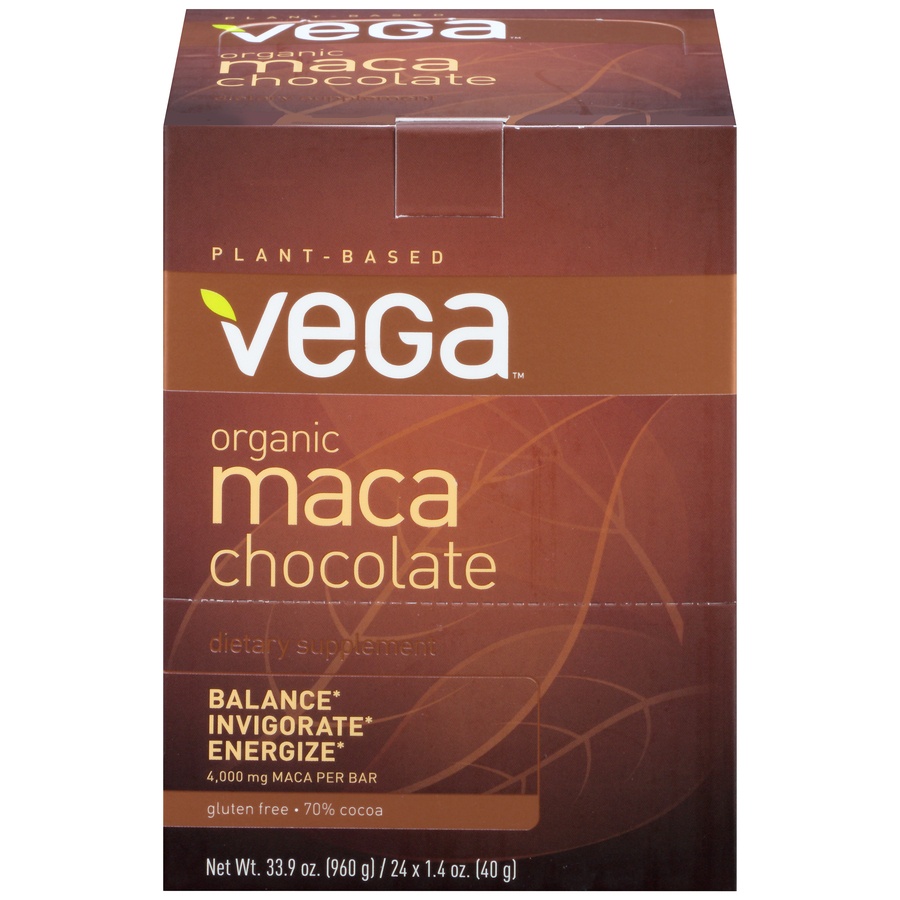 slide 1 of 1, Vega Organic Maca Chocolate Bar Dietary Supplement, 24 ct; 1.4 oz
