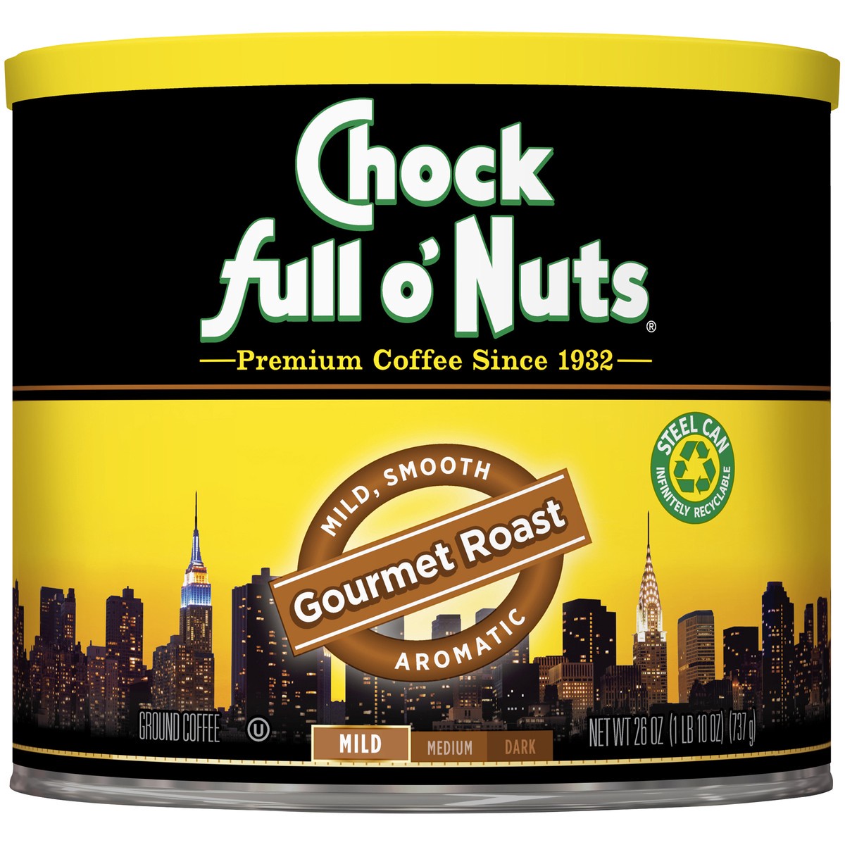 slide 2 of 7, Chock Full O' Nuts Gourmet Roast Ground Coffee, 26 oz