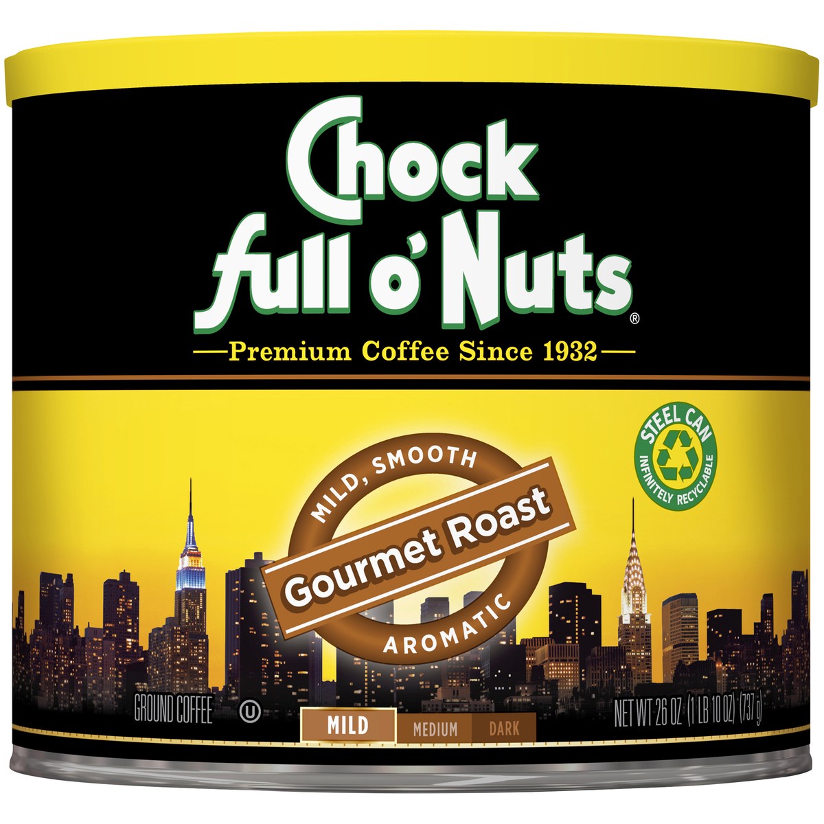 slide 3 of 7, Chock Full O' Nuts Gourmet Roast Ground Coffee, 26 oz