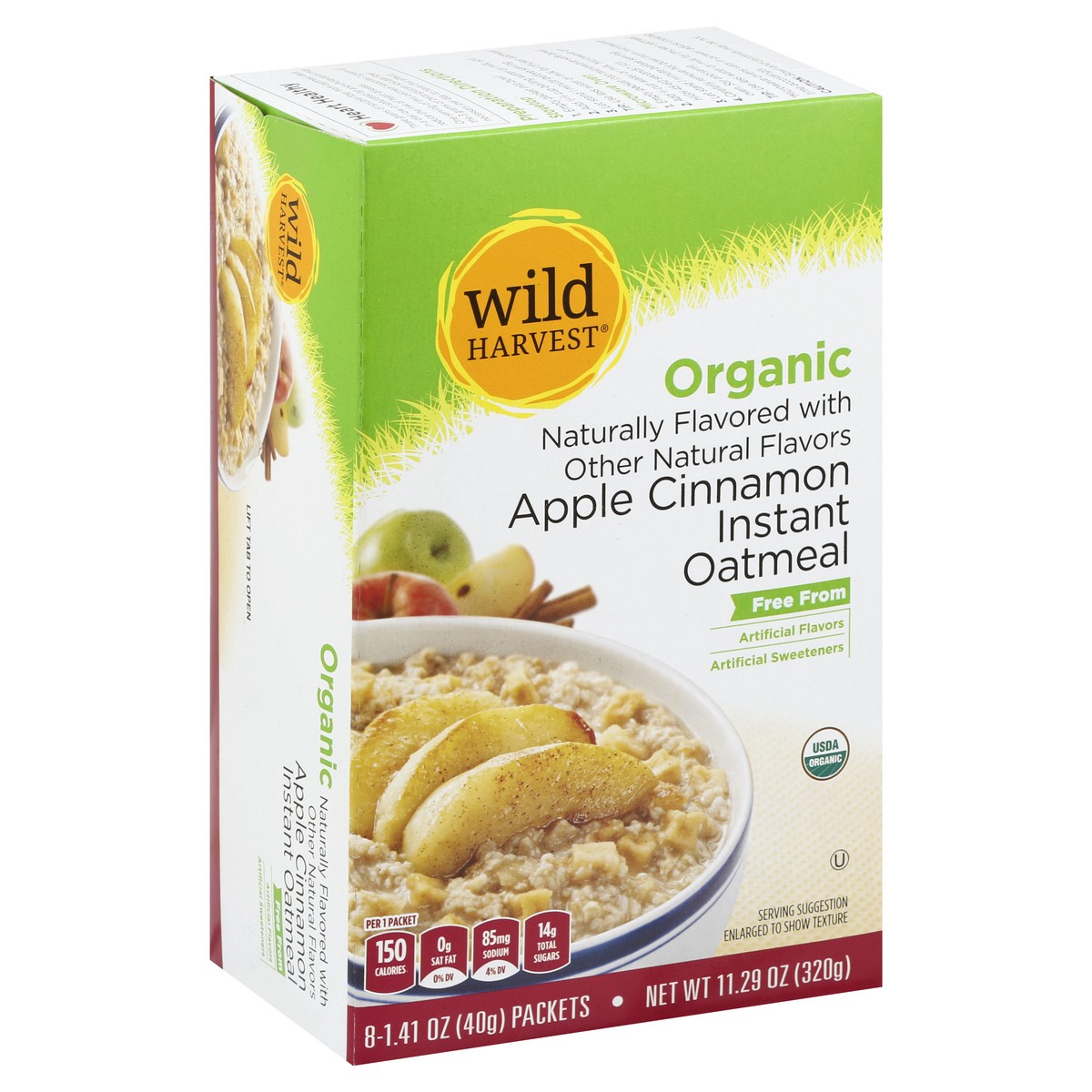 slide 2 of 9, Wild Harvest Apple Cinnamon Orgc Instant Oatmeal, 11.29 oz