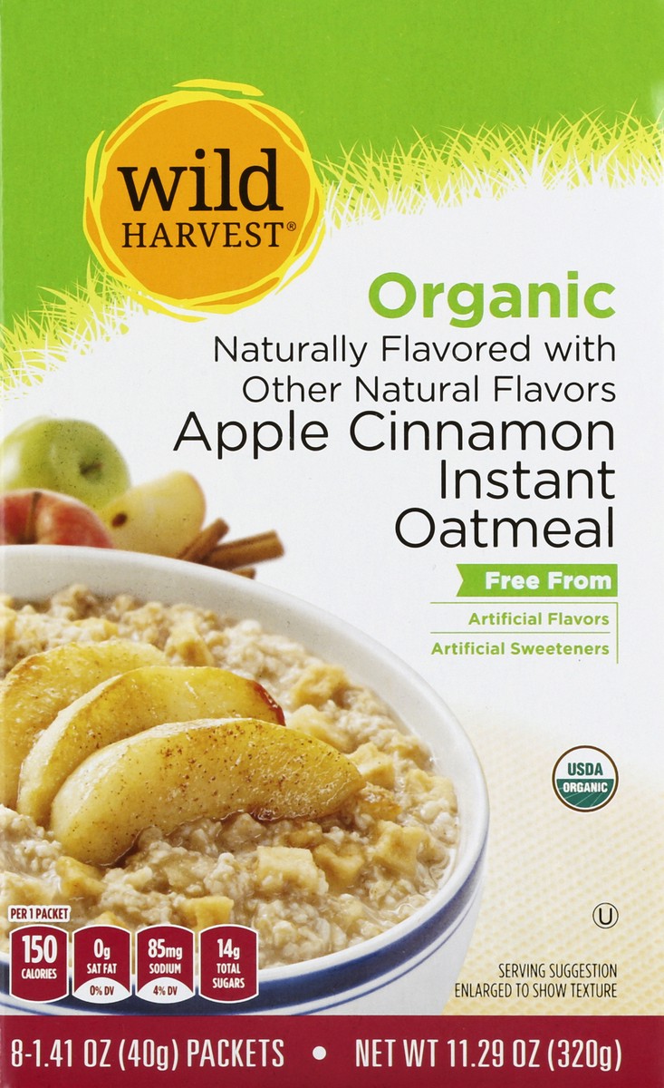 slide 1 of 9, Wild Harvest Apple Cinnamon Orgc Instant Oatmeal, 11.29 oz
