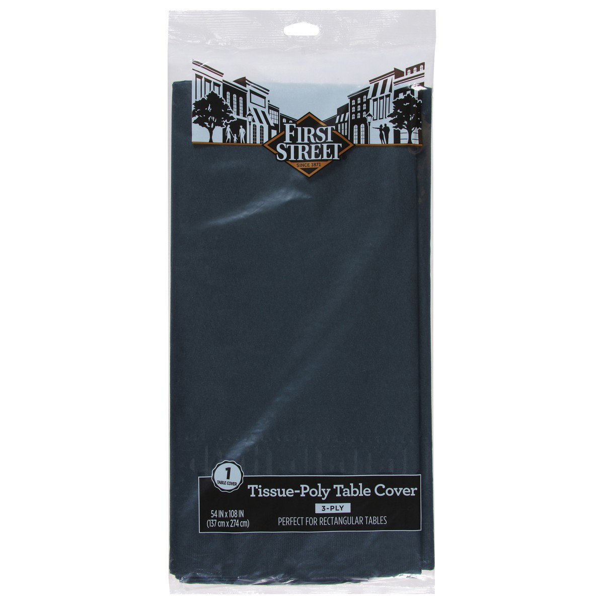 slide 1 of 6, First Street Black Velvet Tablecover 54X108, 1 ct